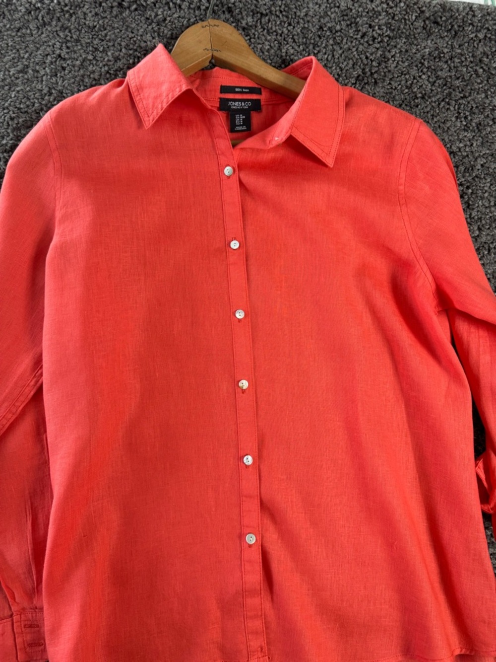 Zara Bright Coral Button-Up Shirt